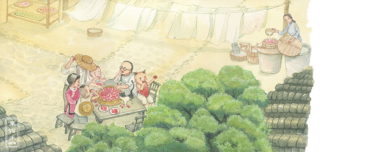 故乡的杨梅 绘本（图ZMTk4NjM3ODY4） - 儿童插画 - 站酷设计师粟西米设计工作室原创素材 - 站酷ZCOOL