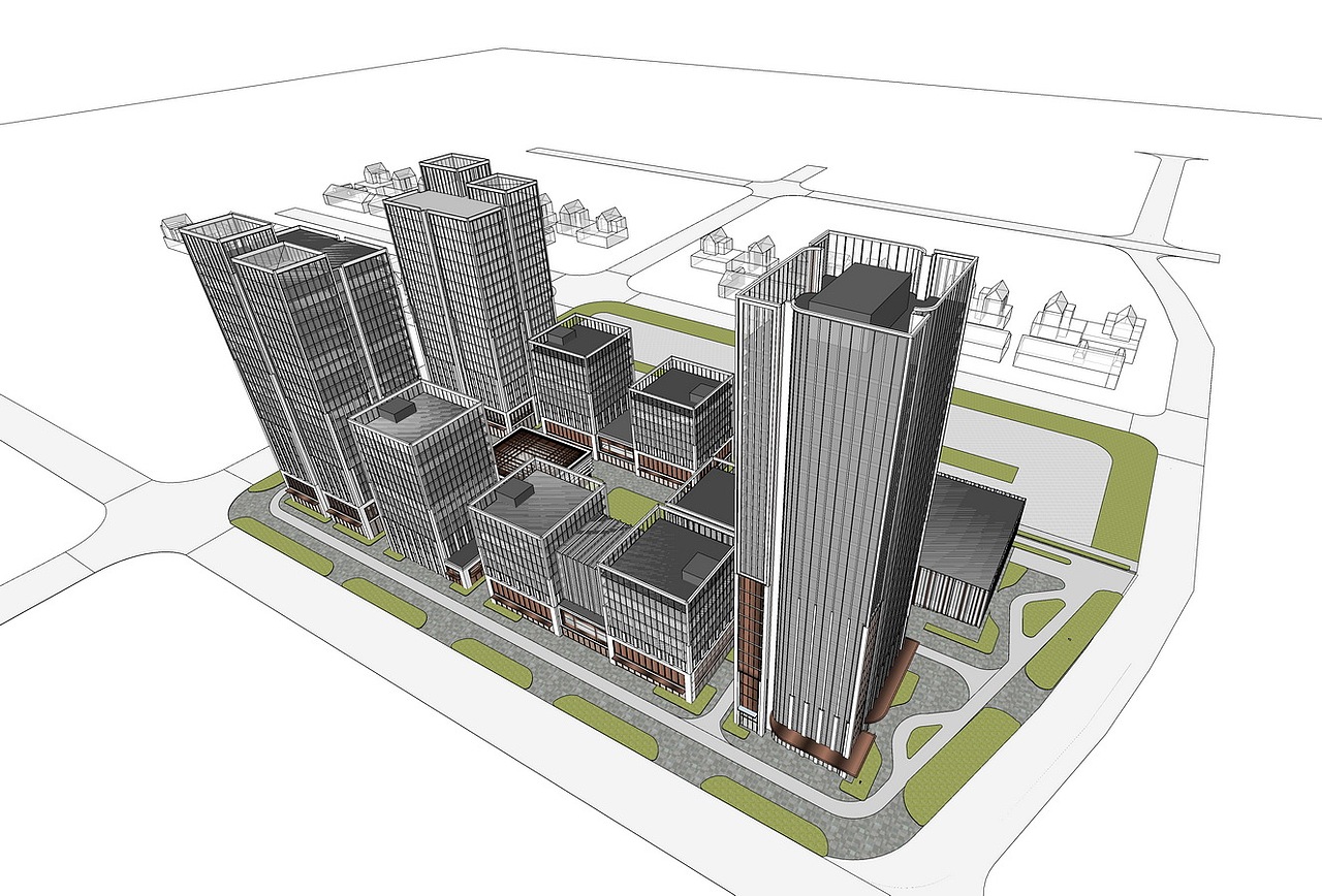 总部办公楼SU模型下载