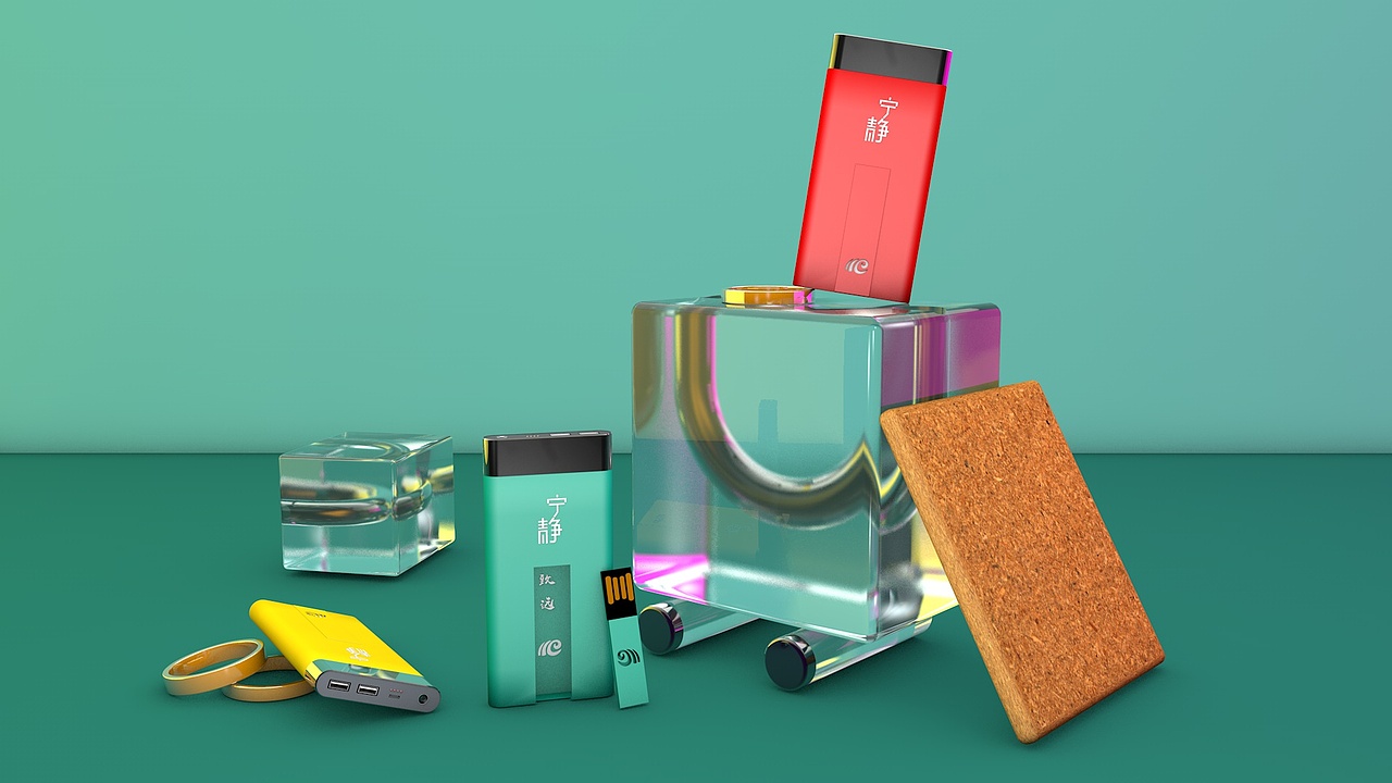 第一次c4d作品(u盘与充电宝结合)