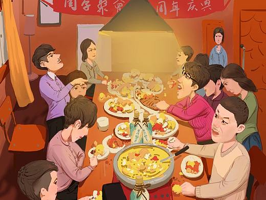 过年聚会插画系列
