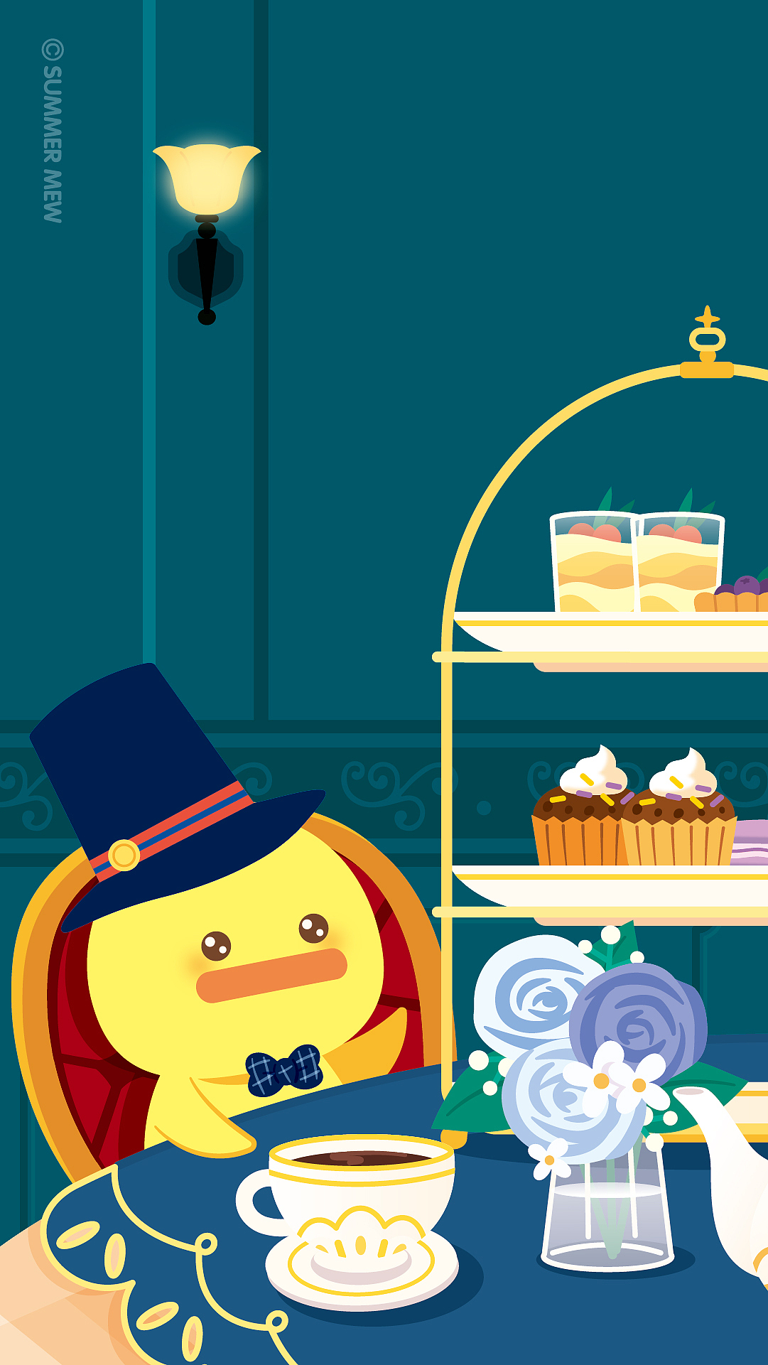 夏萌猫【女王的下午茶】插画