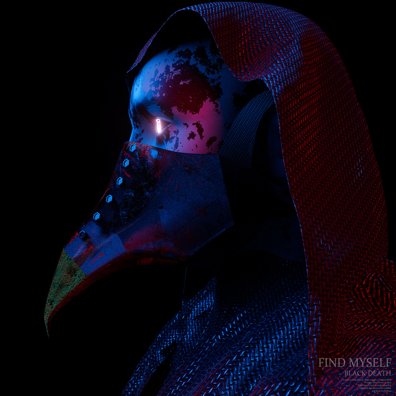 会带上鸟嘴面具,这种面具的装扮很像乌鸦和死神,所以我尝试做出一个