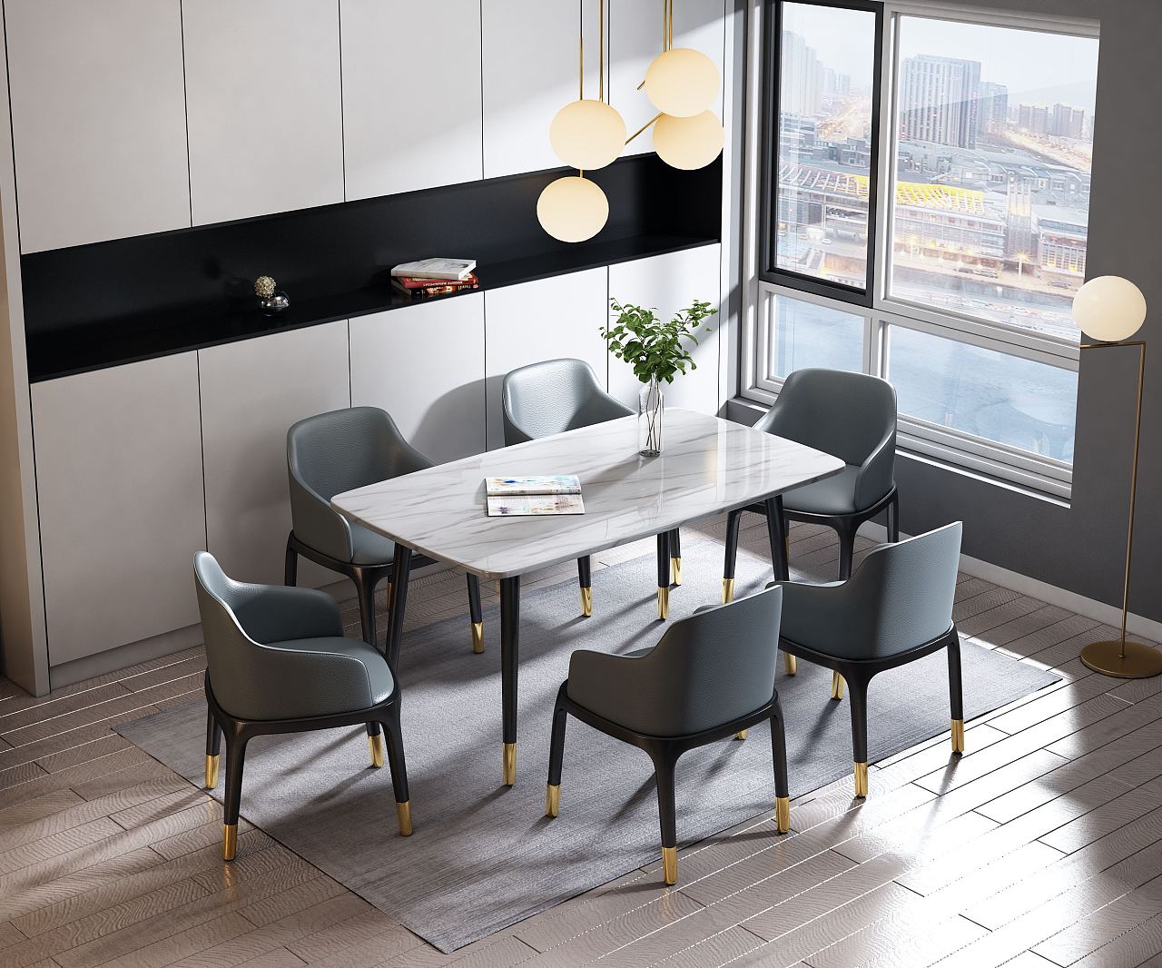 现代圆餐桌椅组合-室内设计-拓者设计吧