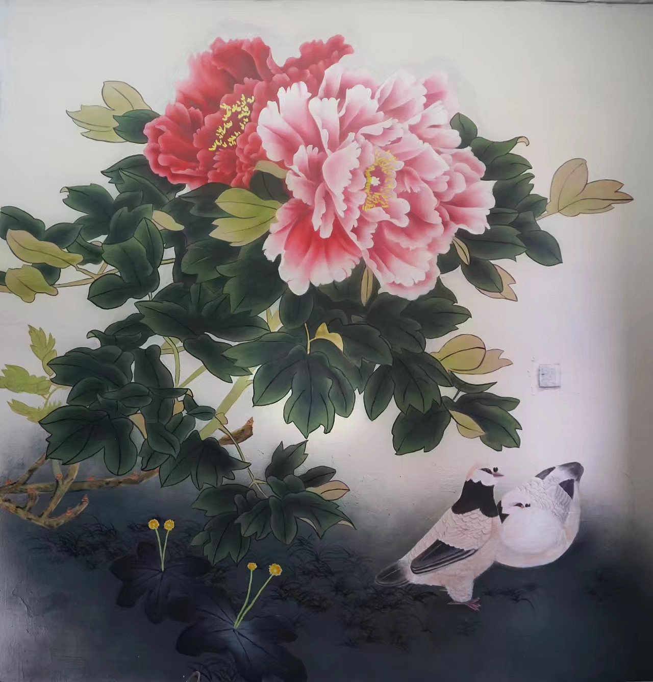 墙绘之工笔牡丹