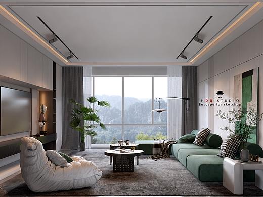 Enscape for sketchup┃现代无主灯设计