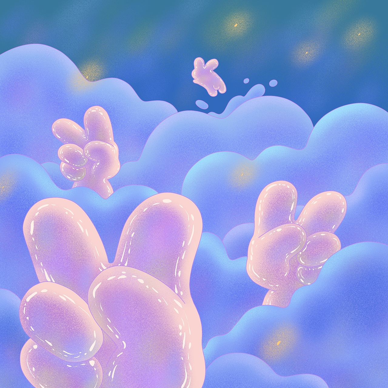 《云里雾里》	是云彩变幻出兔子的形状,还是兔子融化成一片云彩 br>