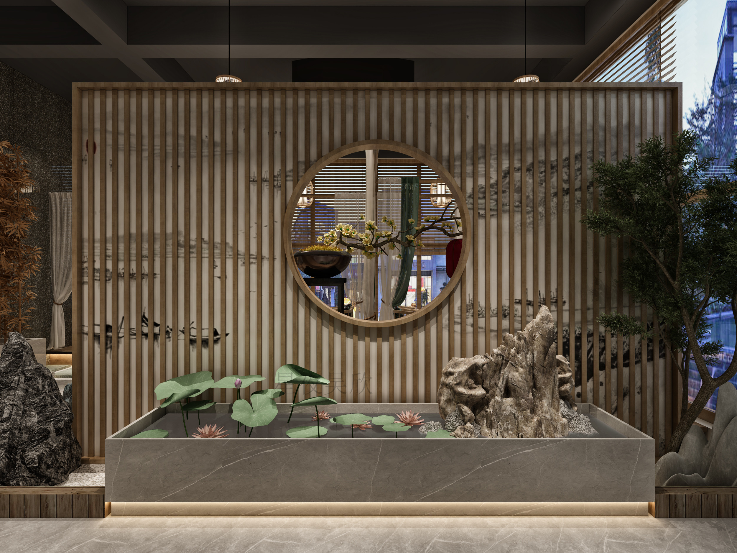 新中式会所效果图赏析