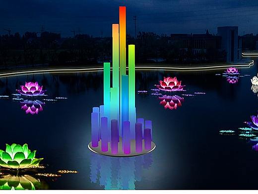网红3D炫彩互动流光灯柱定制触摸感应音乐七彩发光柱