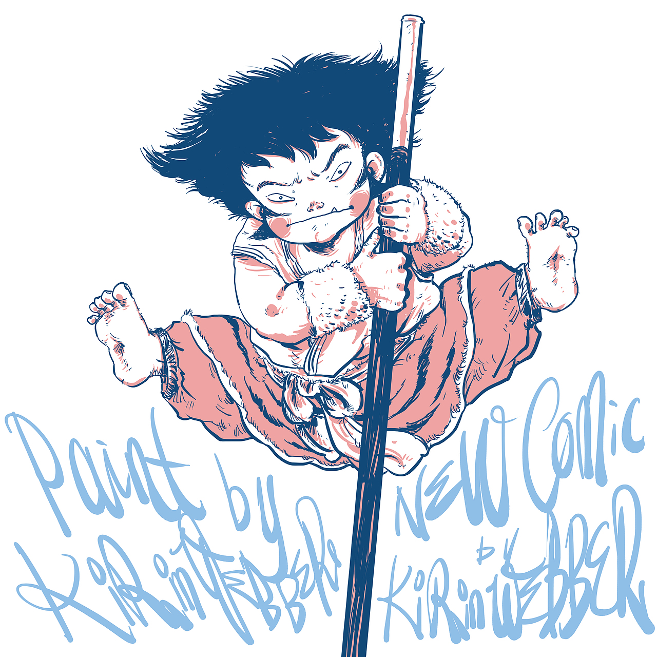 新的插画,双色和涂鸦的风格