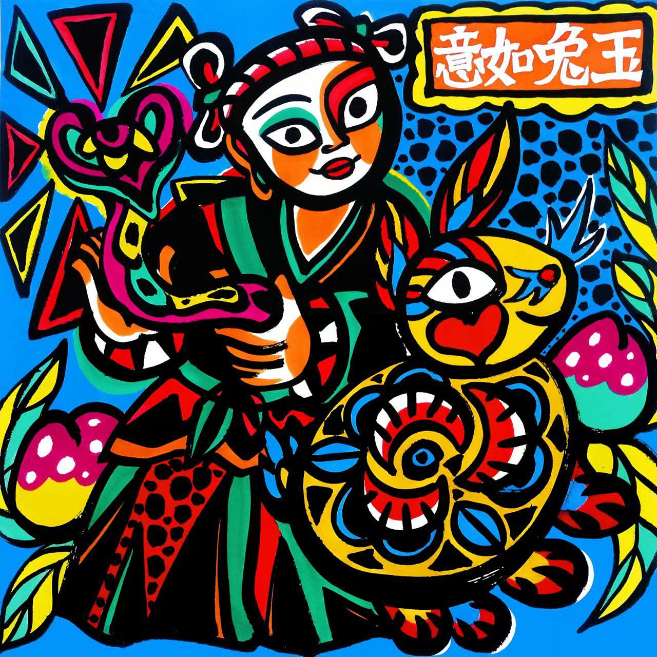 成都年画·兔年画兔（图ZMzI1MDYxMzgw） - 绘画 - 站酷设计师博博画年画原创素材 - 站酷ZCOOL