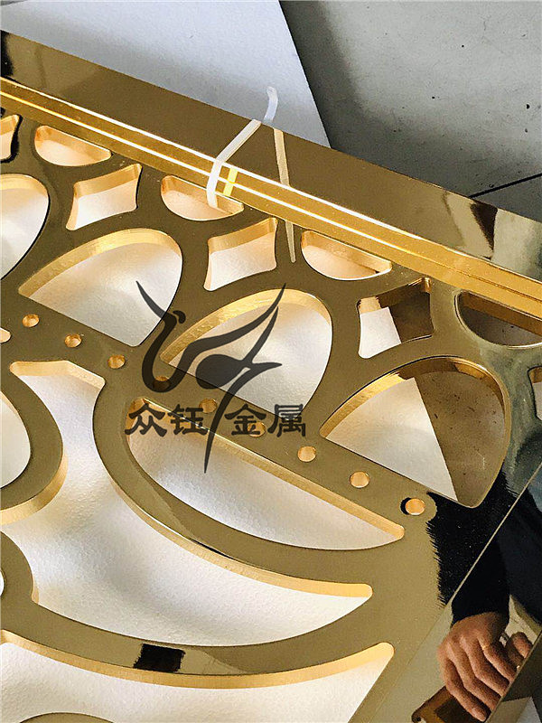 铝板雕花格栅 双面K金铝板镂空豪华隔断