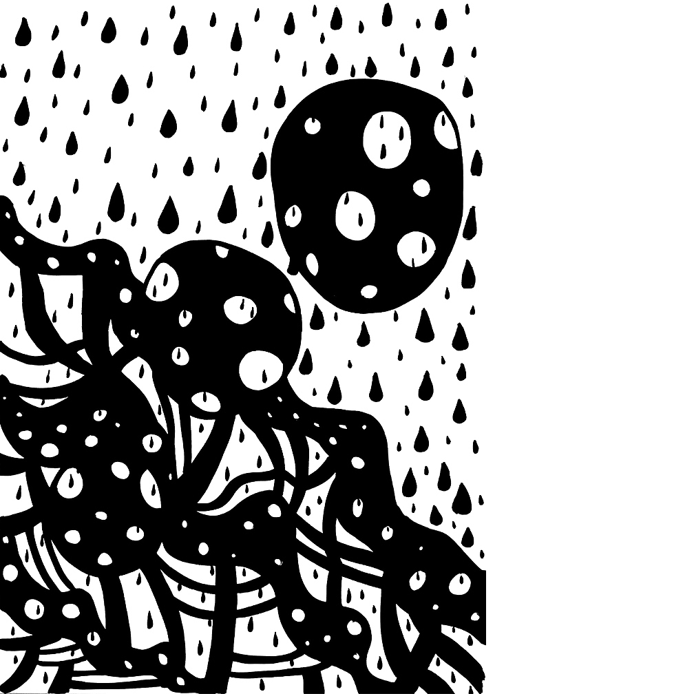 黑白线描抽象画