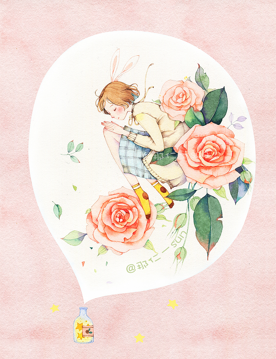 精灵的梦(花火杂志封面,内附几张绘画过程图)