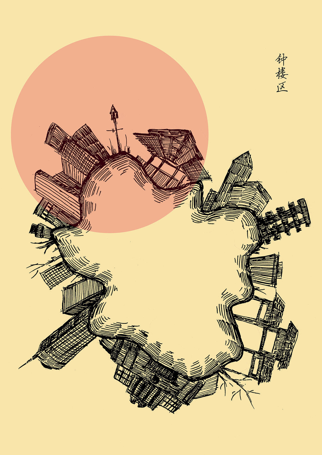 创意手绘地图关于常州