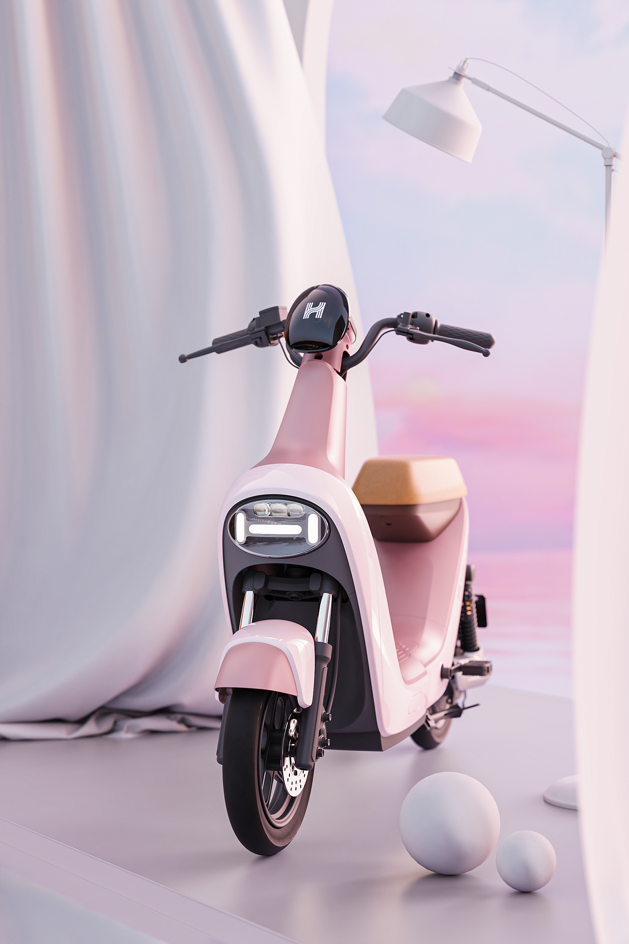 哈啰b70电动车场景渲染图