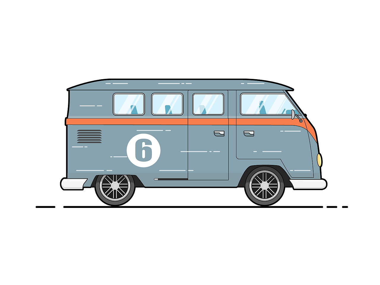 VW bus 小巴士插画