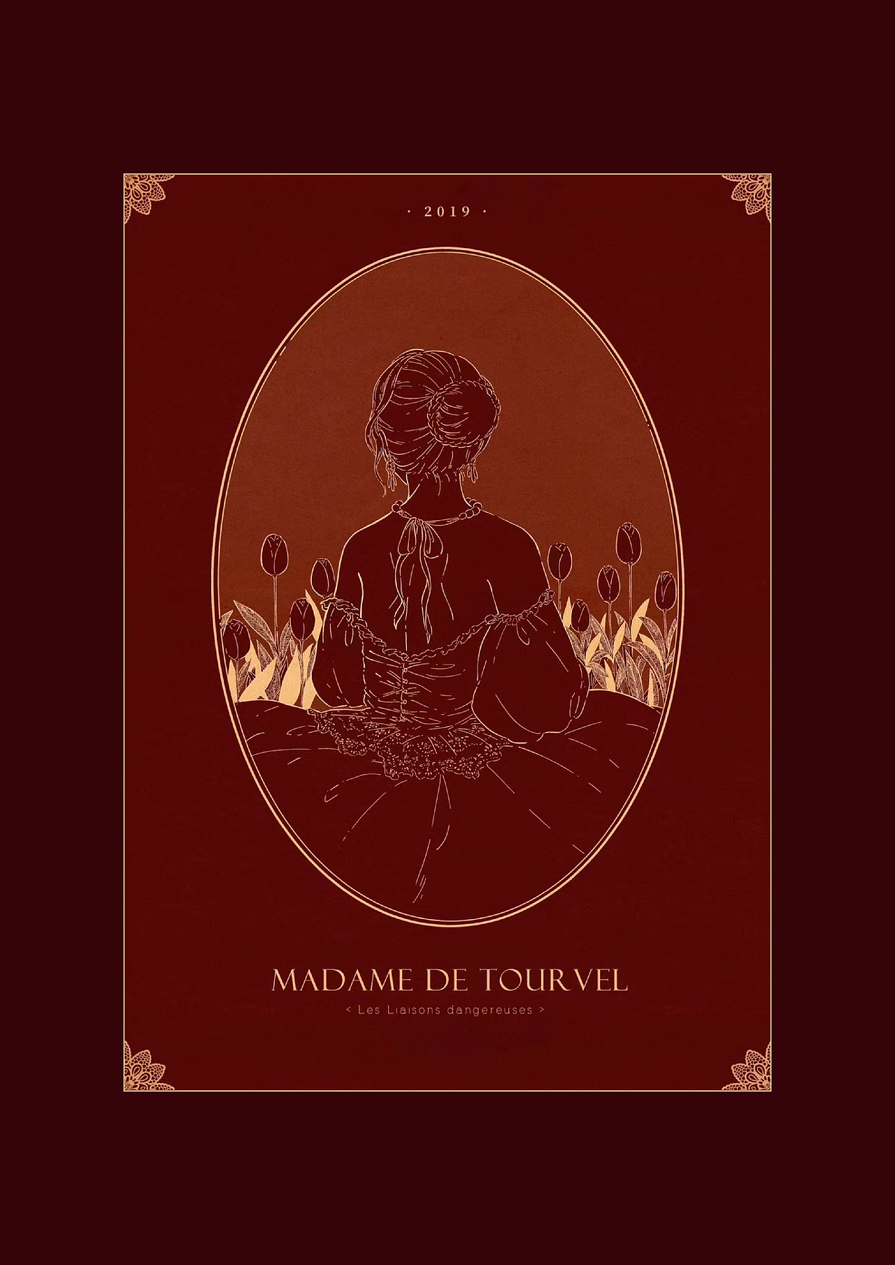 「插画 | IPAD」金色线描花卉