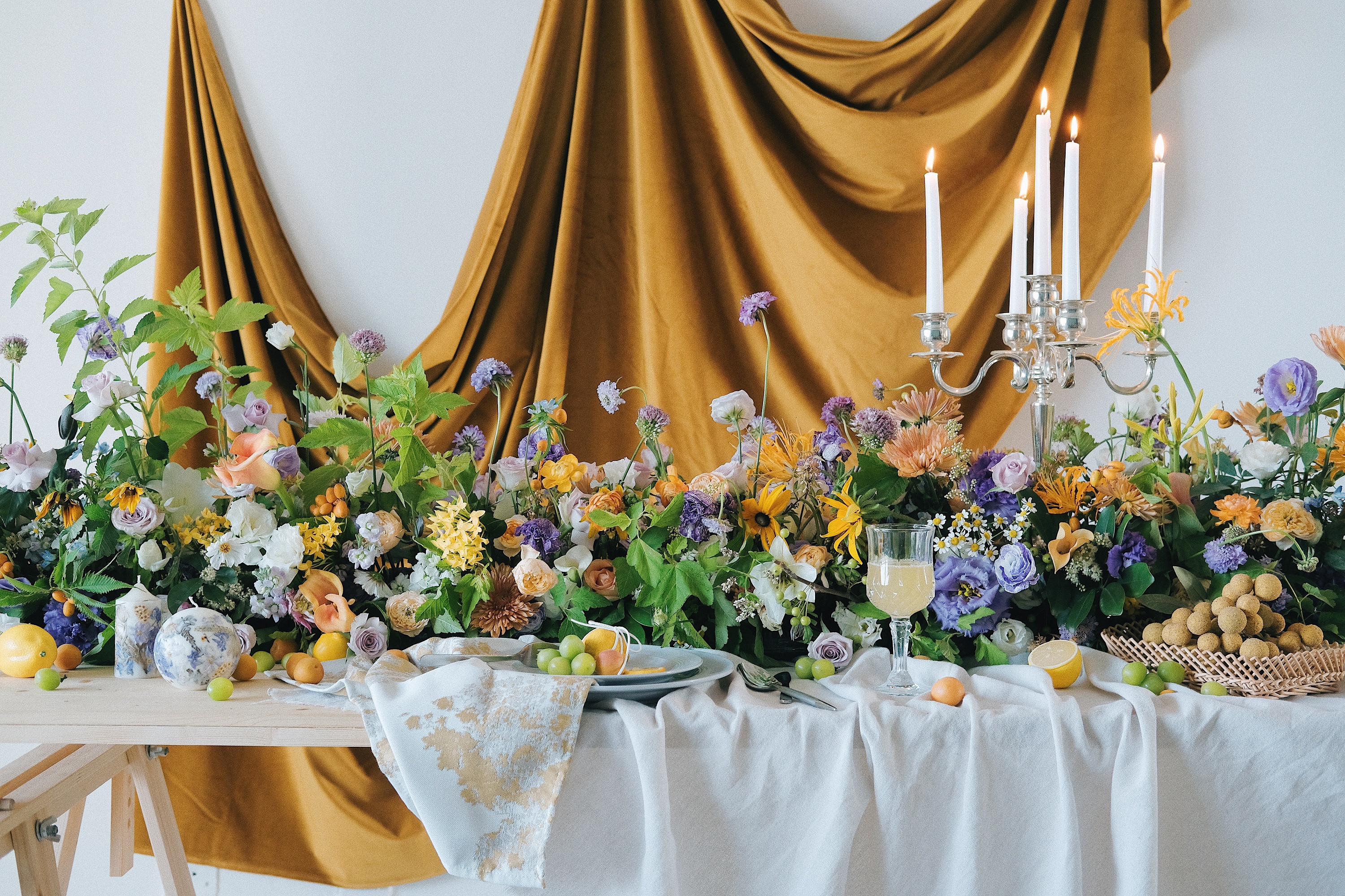 花艺西式长形桌花设计