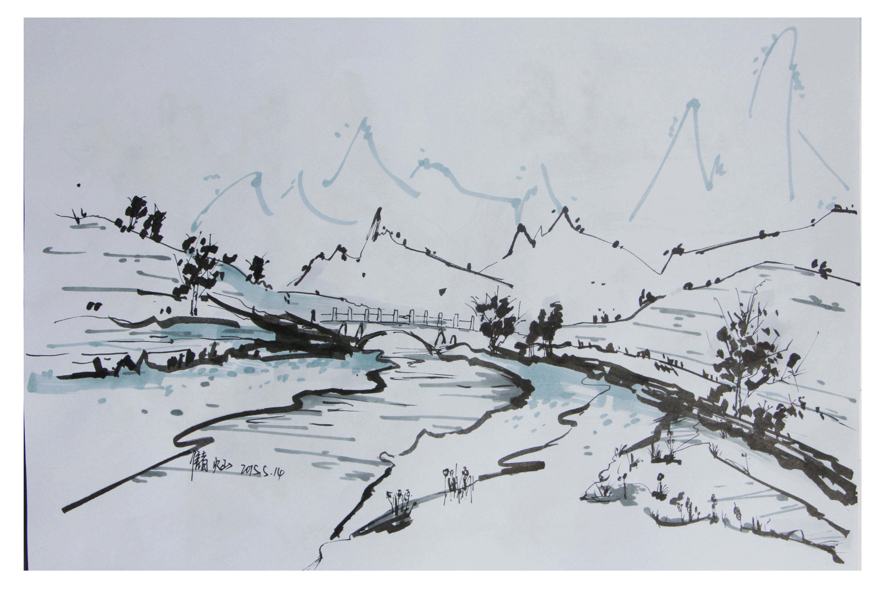 风景速写 山水画（图ZMjg5NzY1NjA=） - 绘画 - 站酷设计师小火山爱设计原创素材 - 站酷ZCOOL