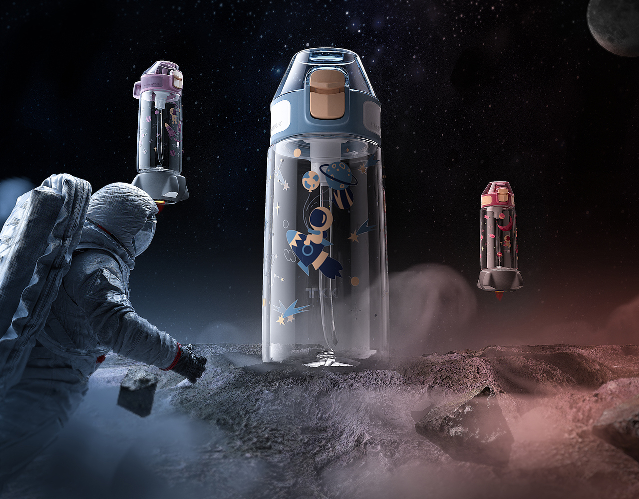 三维渲染 | 宇航员拍摄太空主题科技感三维产品渲染