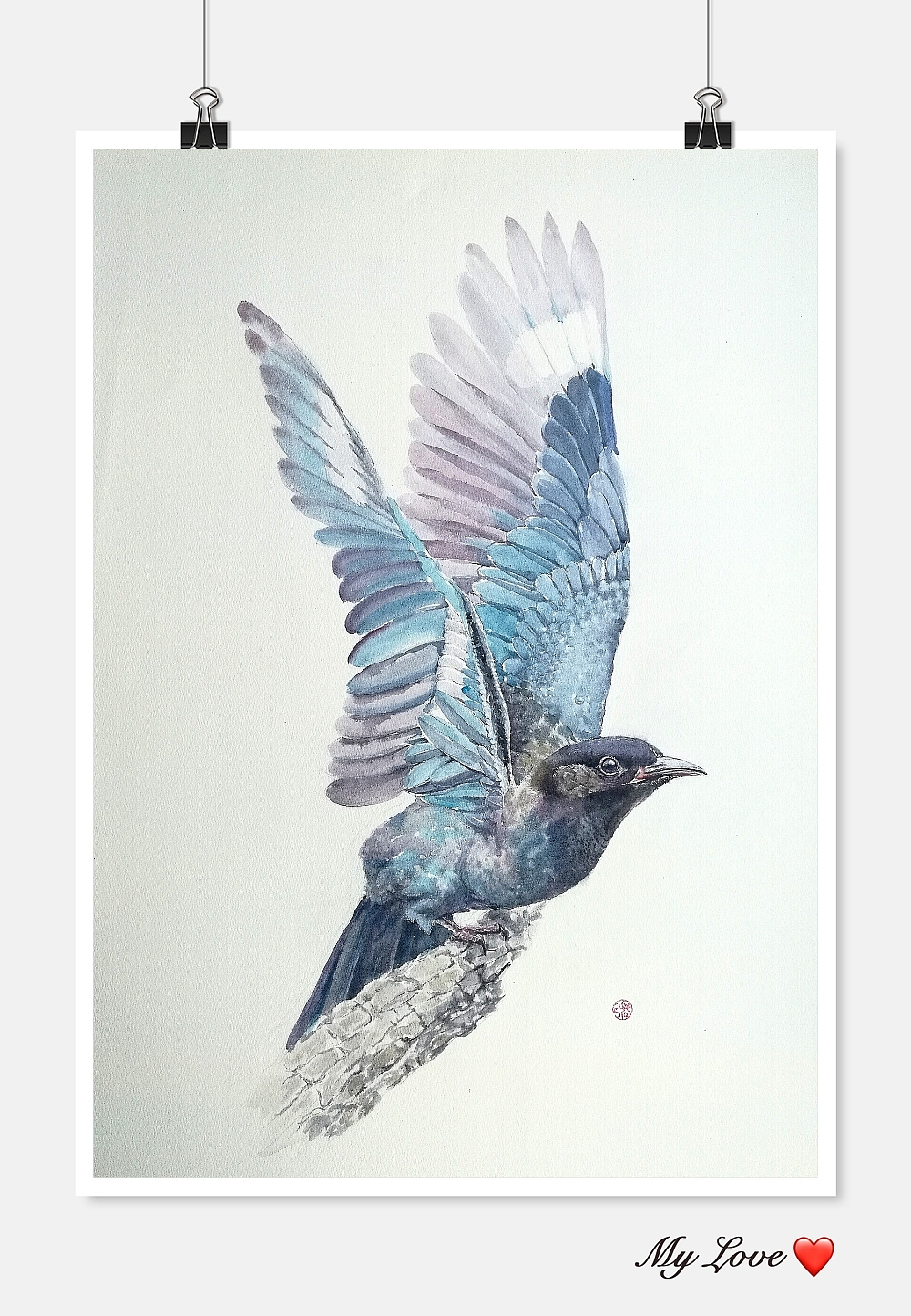 张洪振水彩画鸟一一三宝鸟