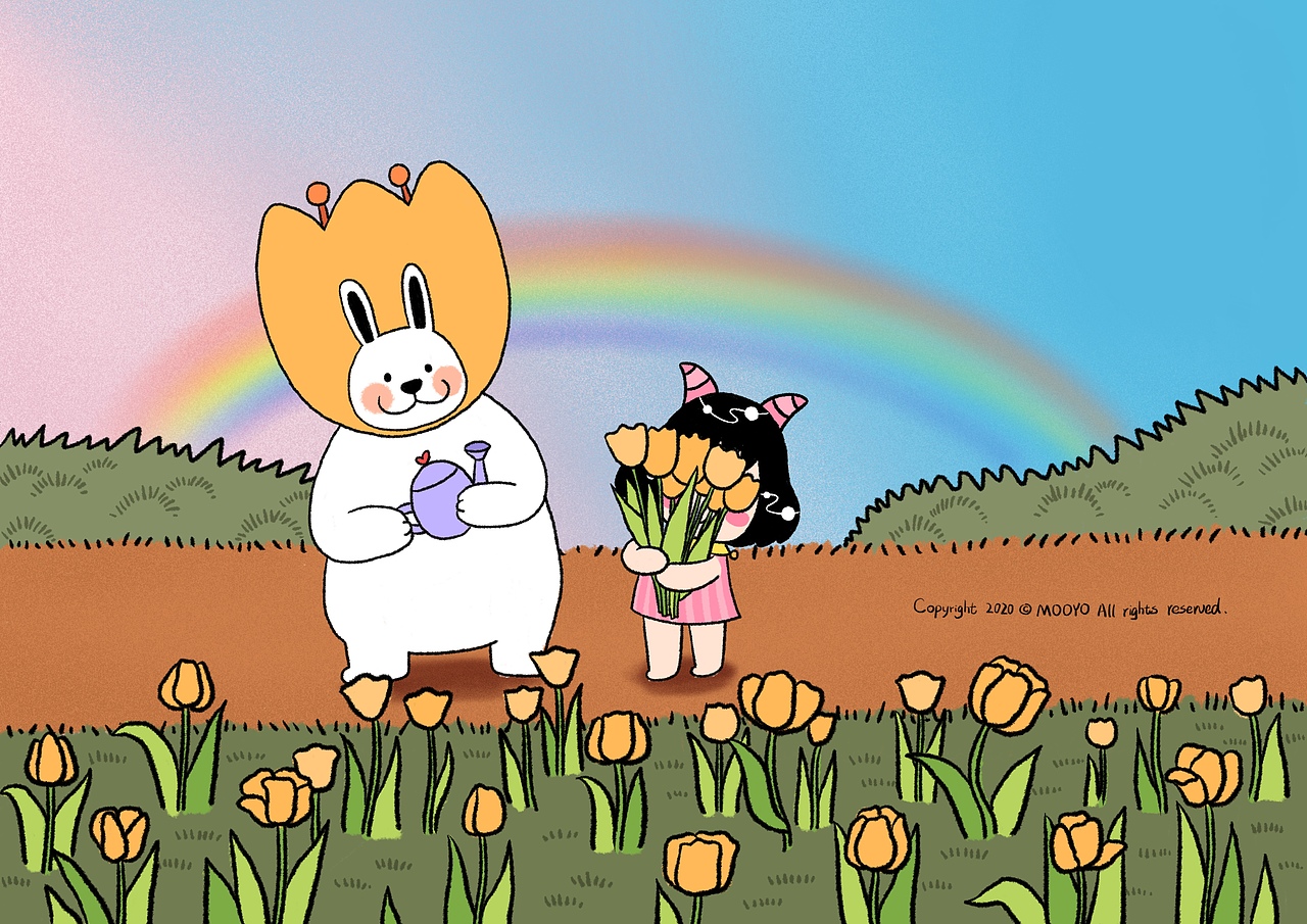 MOOYO 和大兔子 - 遇见甜蜜（图ZMjE4ODE5Njcy） - 艺术插画 - 站酷设计师MOOYO麻药原创素材 - 站酷ZCOOL