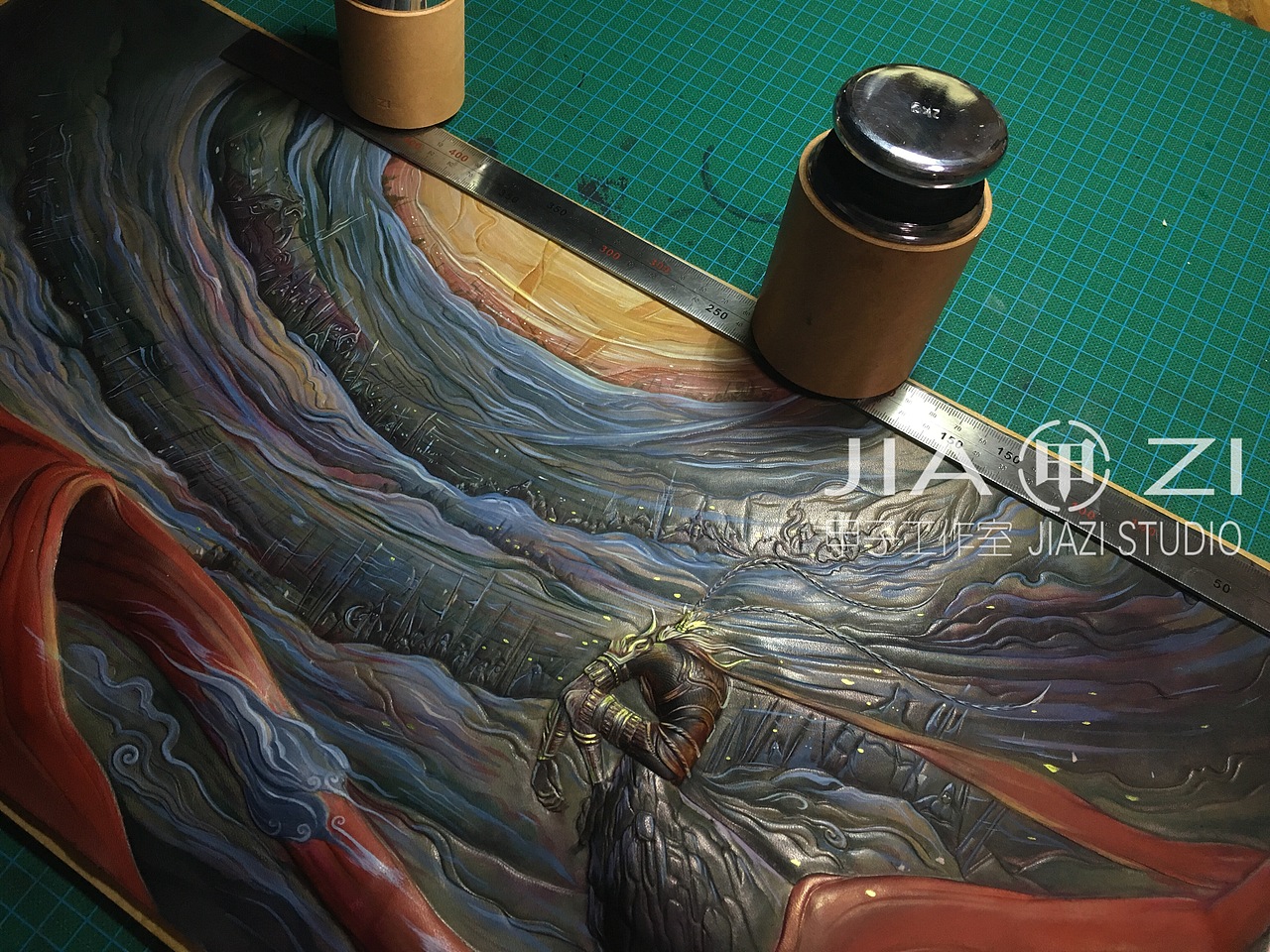 甲子工作室  大圣归来  皮雕皮艺装饰画 