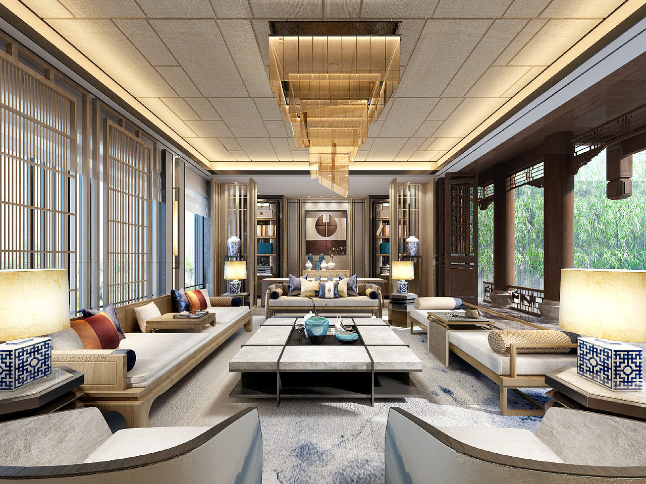 四合院别墅装修设计效果图 