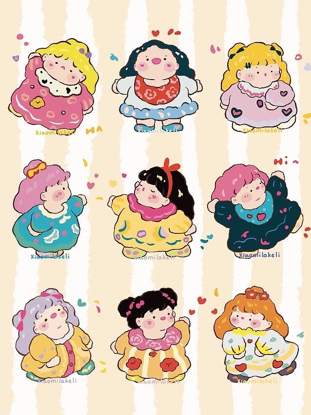 最近画的一些小可爱(卡通图案,动物人物,四方连续)