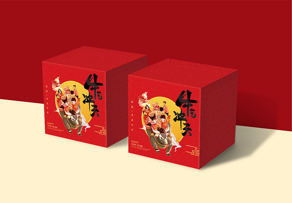 牛年包装礼盒"牛气冲天"设计