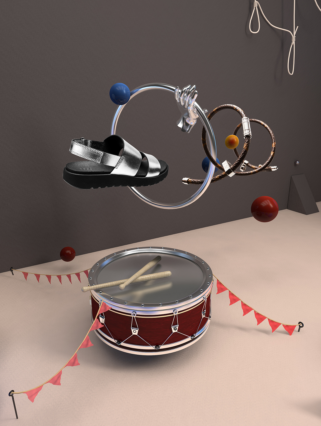 凉鞋 ECCO / 手链 Louis Vuitton