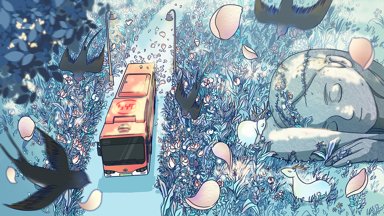 【晨】-BYD“e域之城，巴士载梦”插画创作（图ZMjA1NzQ2NjYw） - 创作习作 - 站酷设计师二两烧原创素材 - 站酷ZCOOL