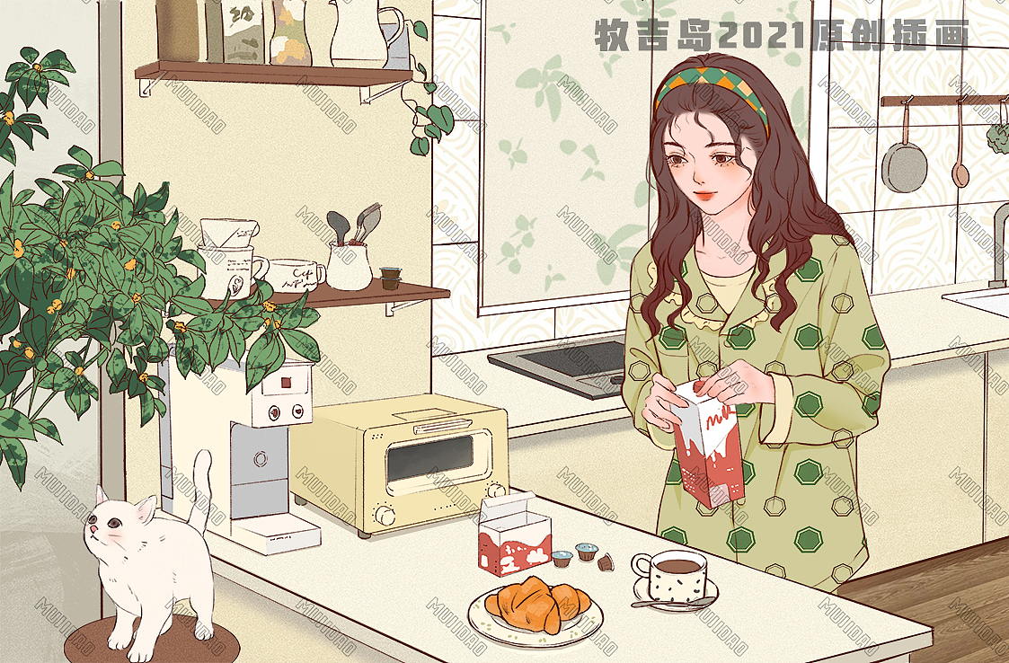 咖啡时间（图ZMjgyNDM3NTM2） - 商业插画 - 站酷设计师牧吉岛原创素材 - 站酷ZCOOL