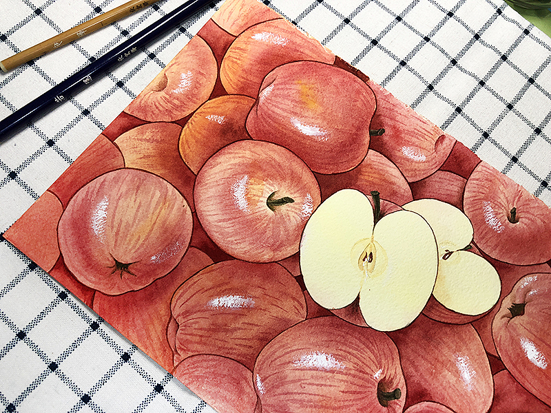 水彩画-好多苹果（图ZMTE2OTE3MjM2） - 创作习作 - 站酷设计师董搞搞原创素材 - 站酷ZCOOL