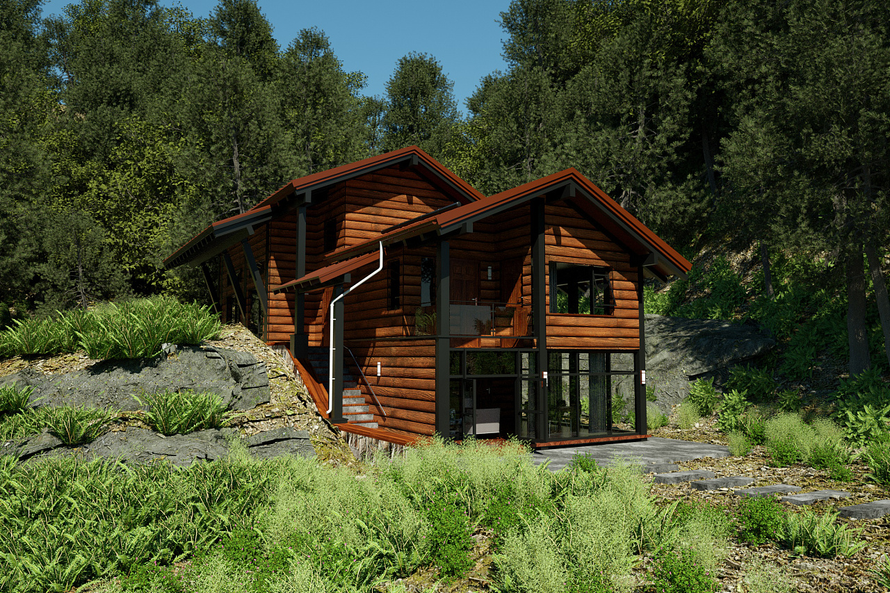 森林木屋场景3d练习|空间|建筑设计|zlk1986 - 原创作品 - 站酷