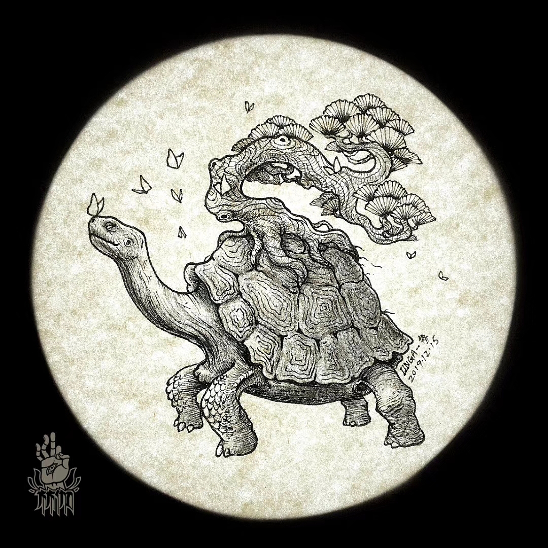 龟虽寿|插画|创作习作|林伽刺青_原创作品-站酷zcool
