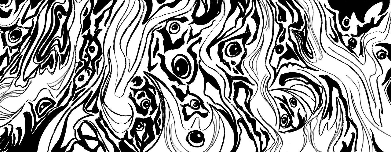 【自深渊呼唤】克苏鲁主题黑白插画