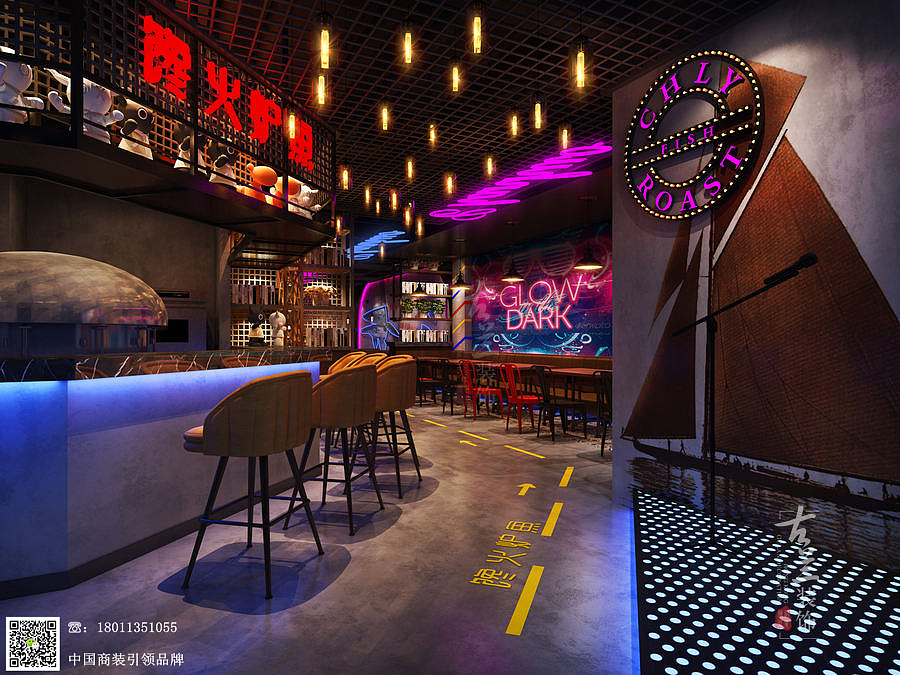 石家庄餐厅设计案例—【馋火炉鱼餐厅】（图ZMTE2MzE5Mzky） - 家装设计 - 站酷设计师石家庄工装设计原创素材 - 站酷ZCOOL