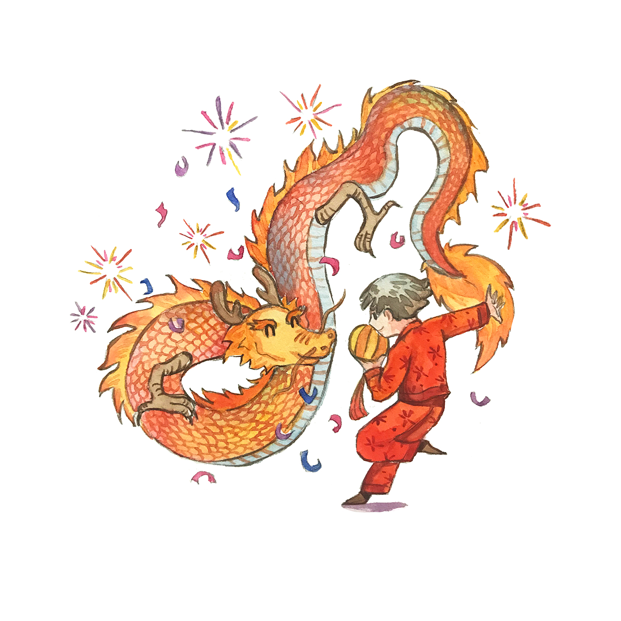 十二生肖水彩插画