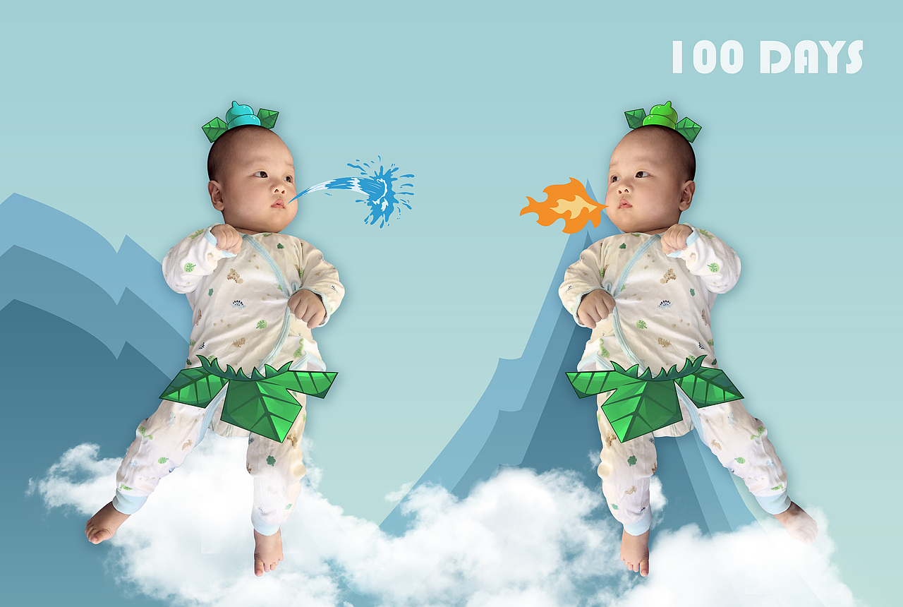创意宝宝百日照