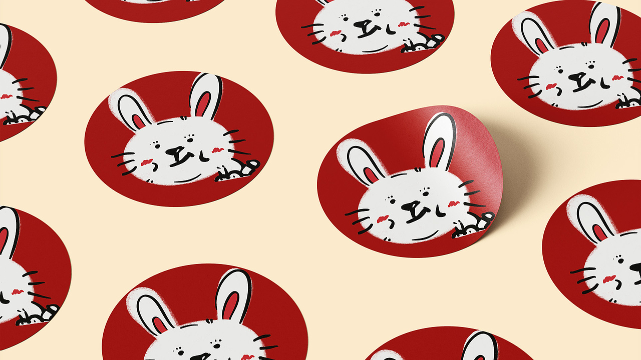 兔年創(chuàng)意插畫對聯(lián)（圖ZMzQxMzIxNTcy） - 創(chuàng)作習作 - 站酷設(shè)計師PP_crown原創(chuàng)素材 - 站酷ZCOOL