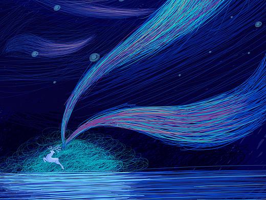 星空下的麋鹿