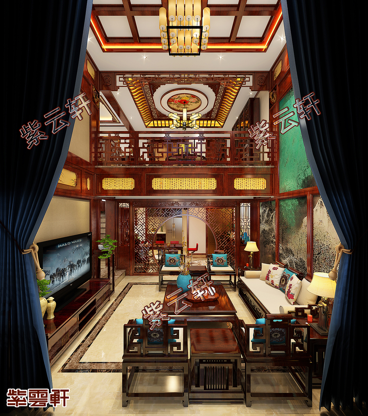 客厅别墅中式设计