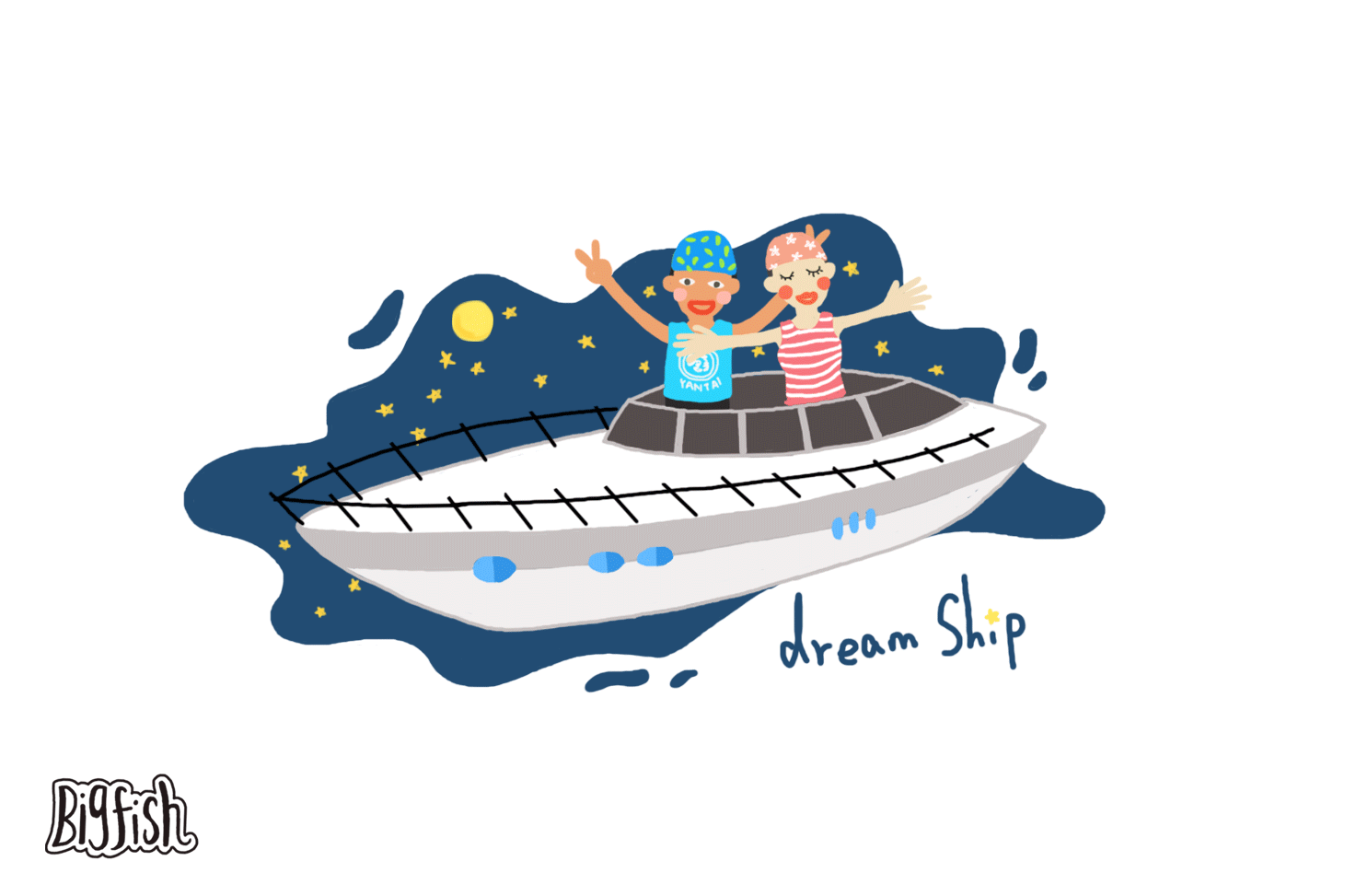 猫空烟台手绘明信片（图ZMjExMDY5NzI=） - 商业插画 - 站酷设计师Bigfish大鱼君原创素材 - 站酷ZCOOL
