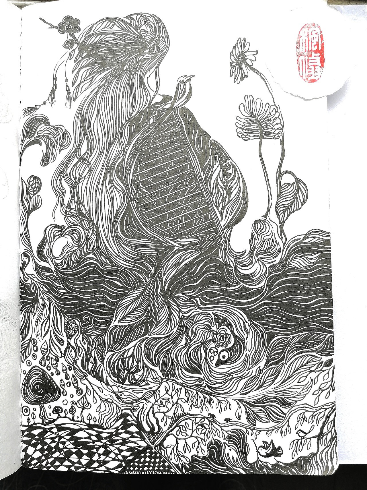 杂乱无章的签字笔涂鸦小画