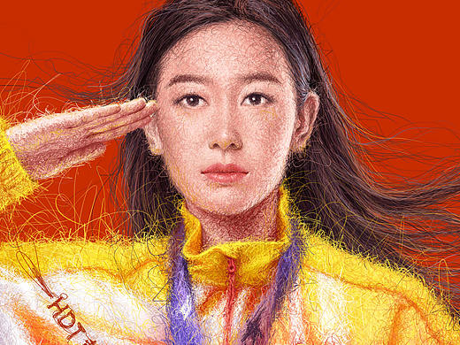《东京奥运会冠军 孙一文》乱线人物插画