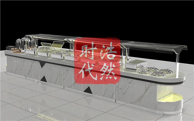 学校教师餐厅大理石台面双侧自助餐台定制移动布菲台