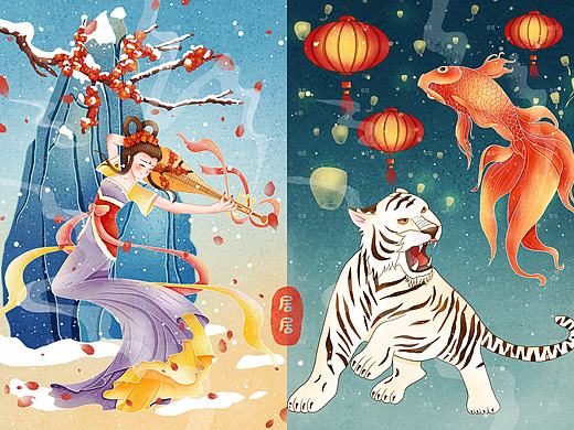 最近的国潮插画（个人主页-ZNTYyNDAzODg=） - 商业插画 - 站酷设计师居居JHY原创素材 - 站酷ZCOOL