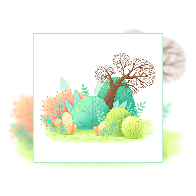 森林木屋植物小景插画（图ZMjczMjU1NzY4） - 创作习作 - 站酷设计师董搞搞原创素材 - 站酷ZCOOL