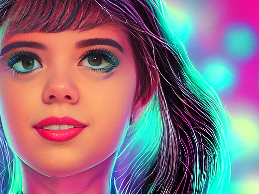 #站酷梦笔#一个丙烯插画风格的抬头微笑的可爱女孩，有